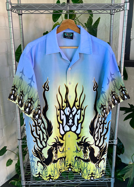 Vintage Y2K Hawaii Coast Highway Dragon Button Up Shirt