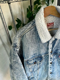 Vintage 1980s Levi’s Denim Boa Acid Wash Rare Jacket