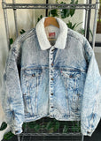 Vintage 1980s Levi’s Denim Boa Acid Wash Rare Jacket