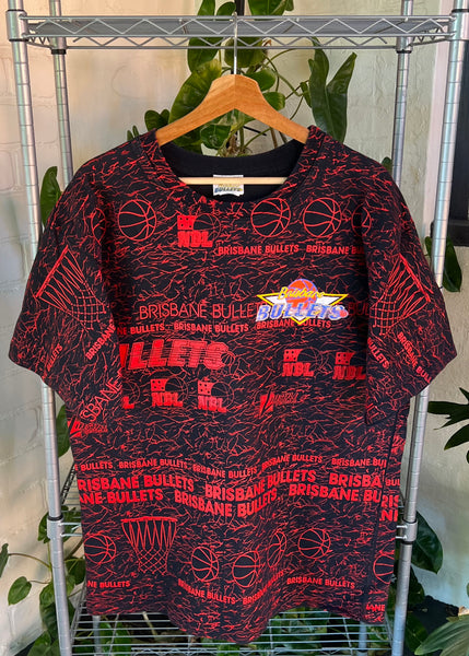 Vintage 1990’s Brisbane Bullets NBL Basketball AOP Rare T-shirt