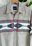 Vintage 90s Wrangler Aztec Western Button Up Distressed Shirt