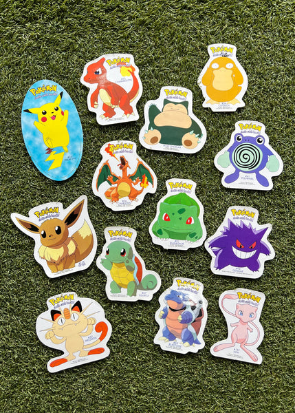 Vintage 1999 Nintendo Pokémon Original x13 Big Vinyl Sticker Lot