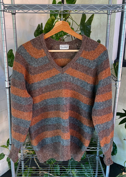 Vintage 80s CrestKnit Striped Knit Sweater