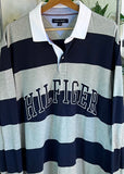 Vintage Tommy Hilfiger Striped Spell Out Rugby Polo