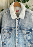 Vintage 1980s Levi’s Denim Boa Acid Wash Rare Jacket