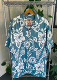 Vintage 90s Mambo Loud Shirt ‘Hand Gun Hibiscus’ Rare Rayon Button Up Shirt
