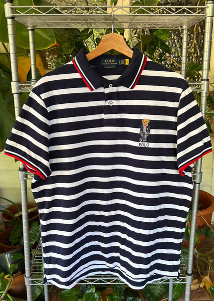 Vintage Ralph Lauren Polo Bear Striped Polo Shirt