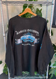 Vintage 2004 Rare Harley Davidson Blue Flames Baltimore Long Sleeve T-shirt