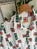 Vintage 90s Roffle Art Button Up Shirt