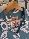 Vintage 90s Mambo Loud Shirt ‘Hand Gun Hibiscus’ Rare Rayon Button Up Shirt
