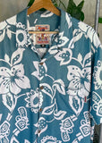 Vintage 90s Mambo Loud Shirt ‘Hand Gun Hibiscus’ Rare Rayon Button Up Shirt