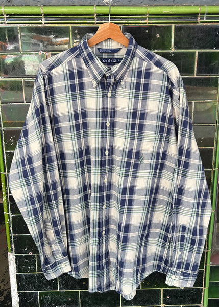 Vintage 90s Nautica Plaid Button Up