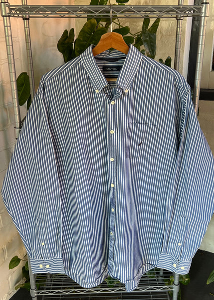 Vintage Nautica Striped Button Up Shirt