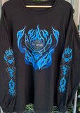 Vintage 2004 Rare Harley Davidson Blue Flames Baltimore Long Sleeve T-shirt