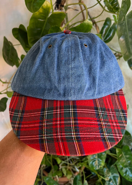 Vintage 90s Blank Plaid 2-Tone Hat