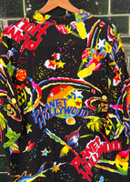 Vintage 90s Planet Hollywood ‘Cosmic Surfer’ Rare Rayon Button Up Shrit