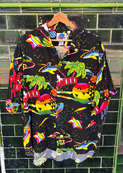 Vintage 1990s Planet Hollywood ‘Cosmic Surfer’ Rare Rayon Button Up Shrit