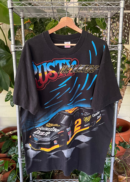 Vintage 90s NASCAR Rusty Wallace Miller AOP T-shirt