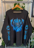 Vintage 2004 Rare Harley Davidson Blue Flames Baltimore Long Sleeve T-shirt