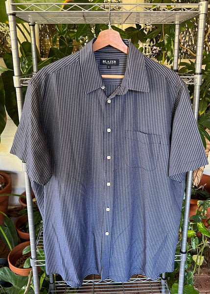Vintage Blazer Plaid Short Sleeve Button Up Shirt